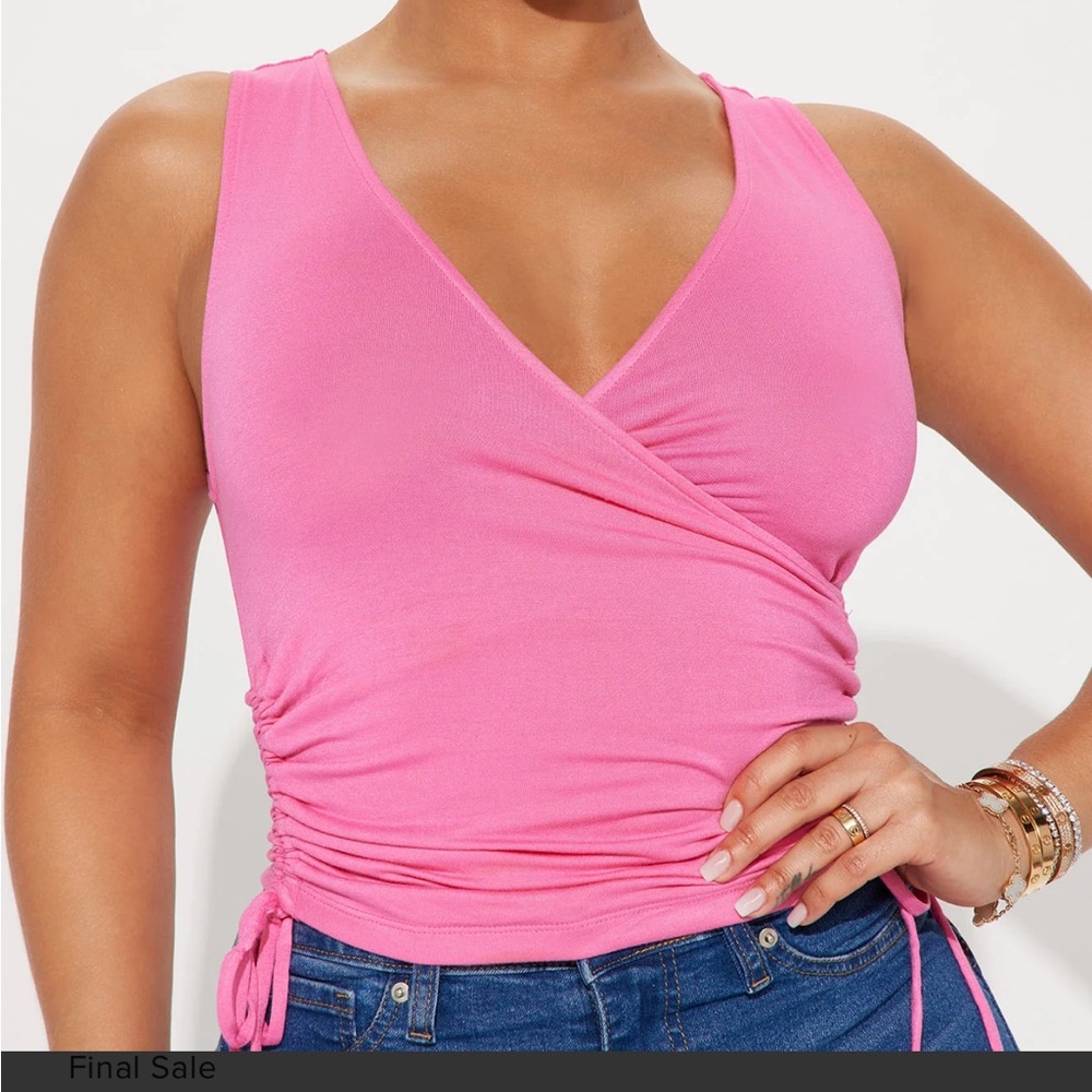 Pink Sleeveless Wrap Top